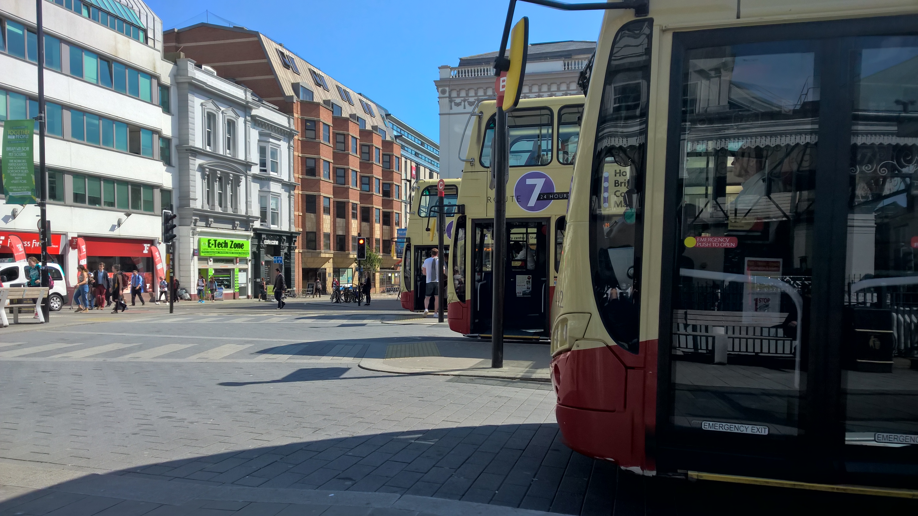 Buses At City Intersection, cityscapes fine art print by UNFRAMED Archive, 24 x 16 in