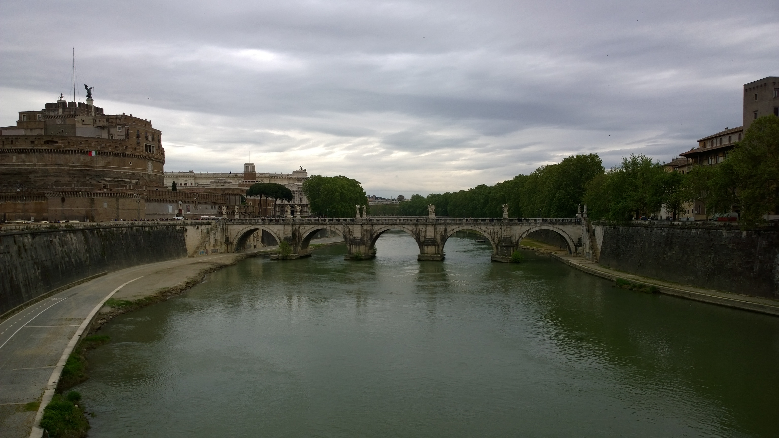 Castle And Bridge Over Tiber River, cityscapes fine art print by UNFRAMED Archive, 24 x 16 in